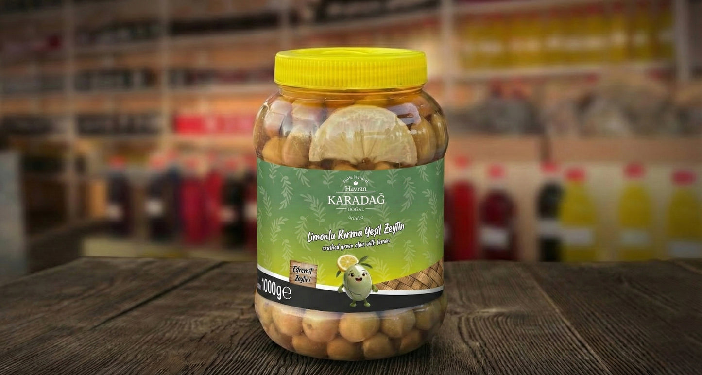 Limonlu Kırma Yeşil Zeytin NET 1 kg toplam 1.4 kg